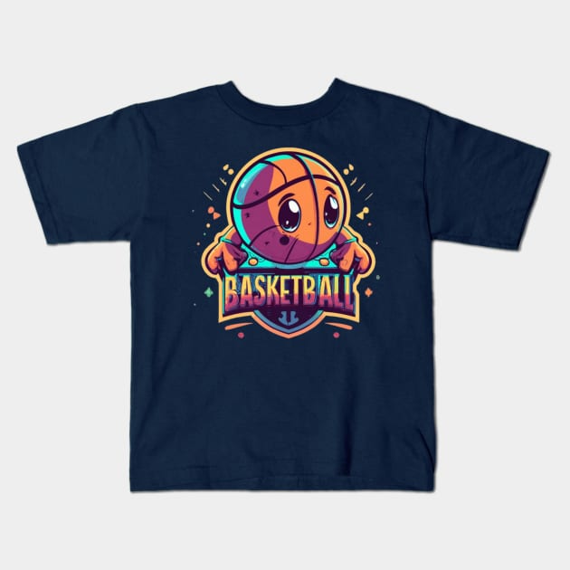 cute basketball Kids T-Shirt by AOAOCreation